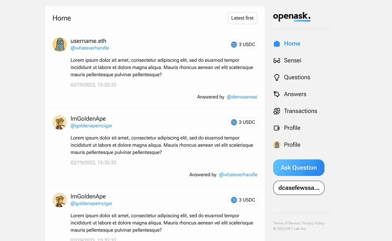 OpenAsk V2 Home